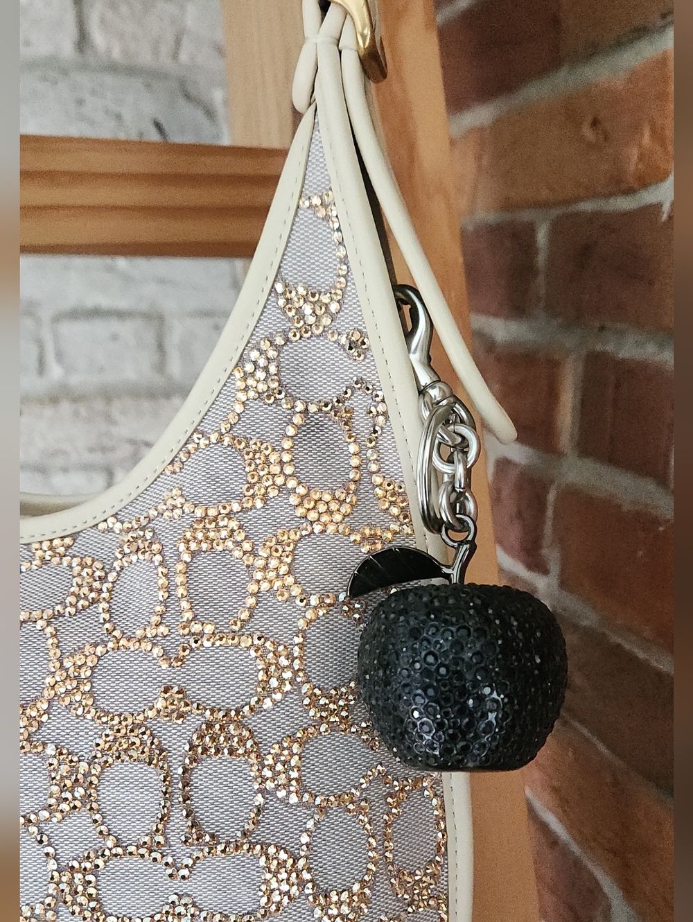 Coach Crystal Black Apple Bag Charm - Picture 2 of 8